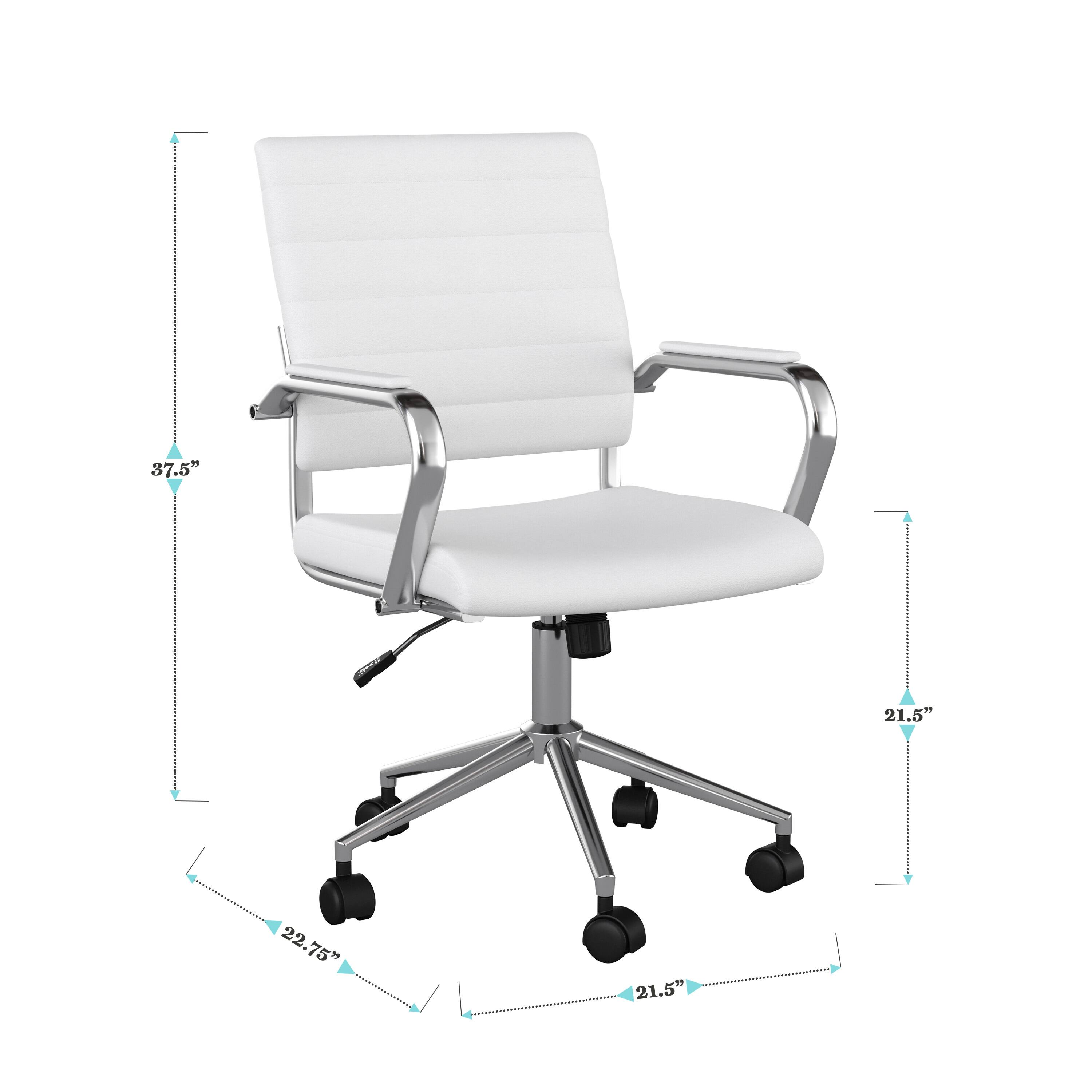 The text on the image reads: "37.5" 21.5" 22.75" 21.5". This information is likely related to the dimensions of the white chair.