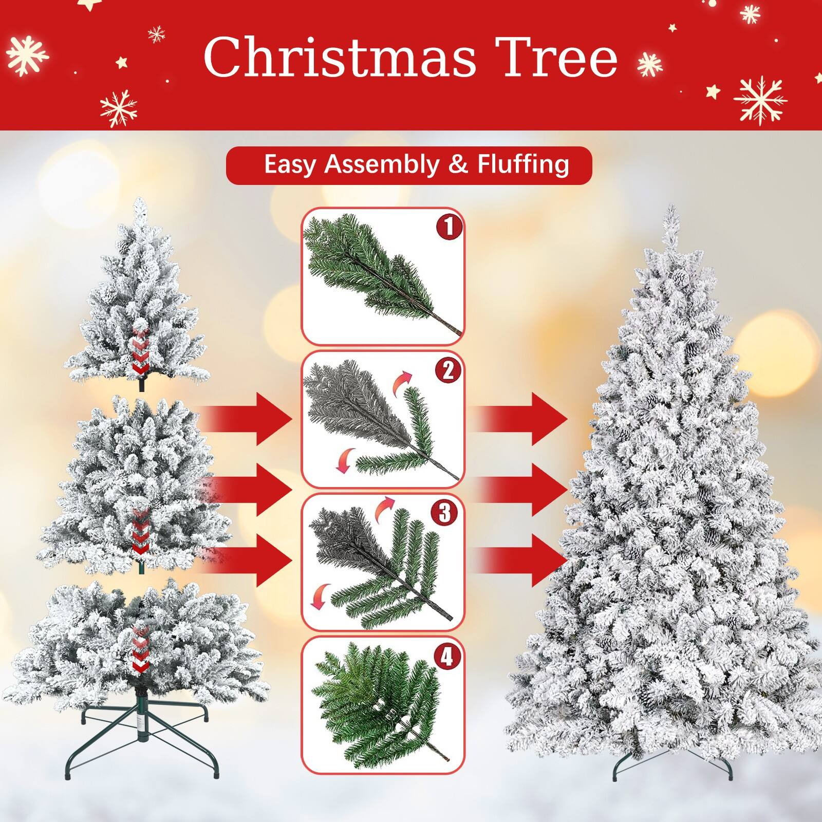 Christmas Tree  
Easy Assembly & Fluffing  

1  
2  
3  
4