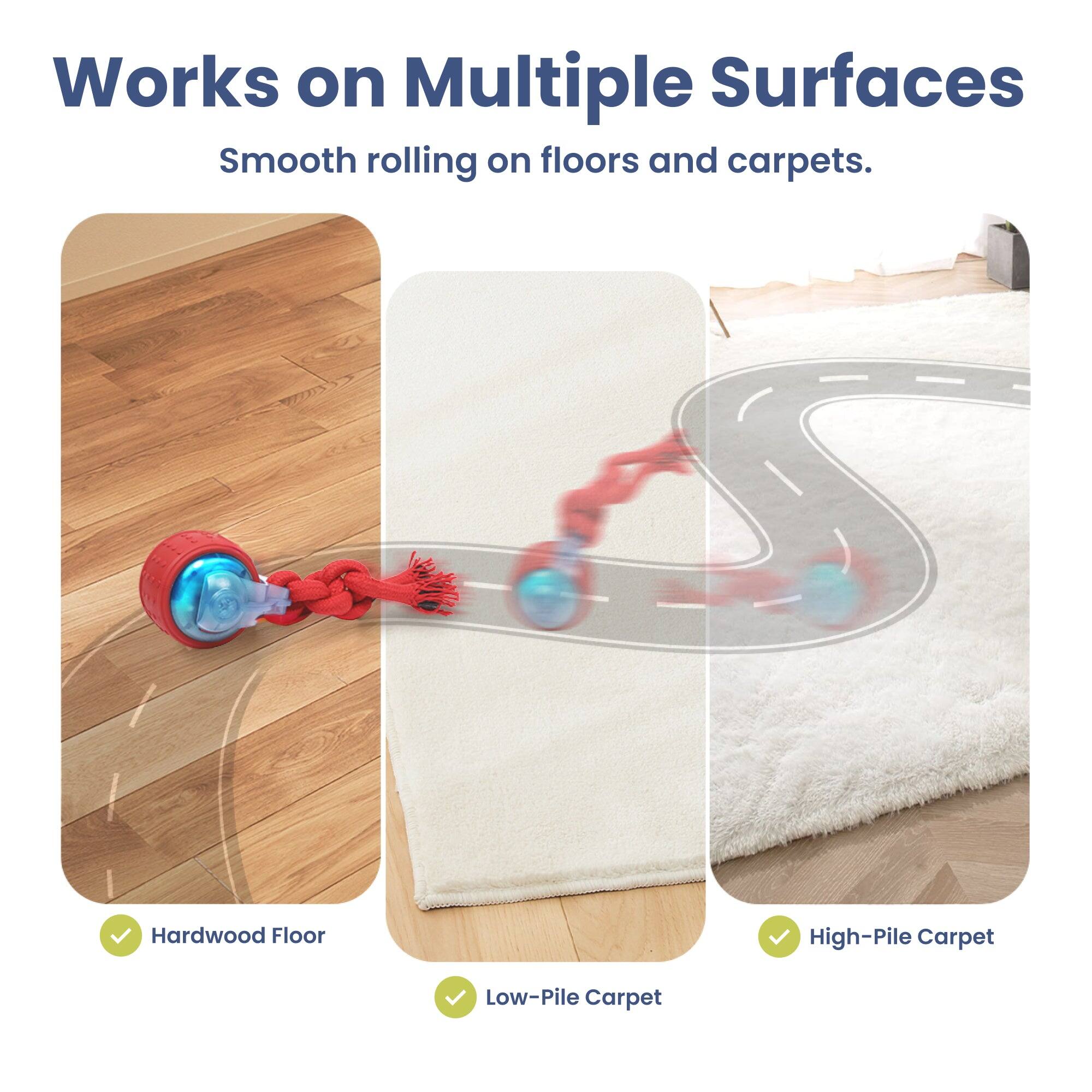 Works on Multiple Surfaces  
Smooth rolling on floors and carpets.  
- Hardwood Floor  
- Low-Pile Carpet  
- High-Pile Carpet