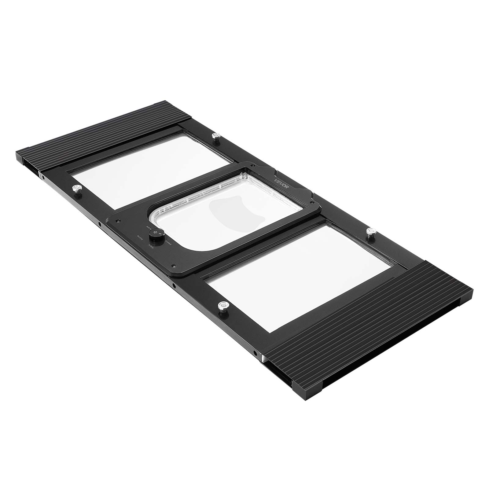 Alt View 5. VEVOR - Cat Door for Window, Adjustable to Fit Window Width 31"-36", 4 Secure Lock Modes, Aluminum Frame and High-Transparency.