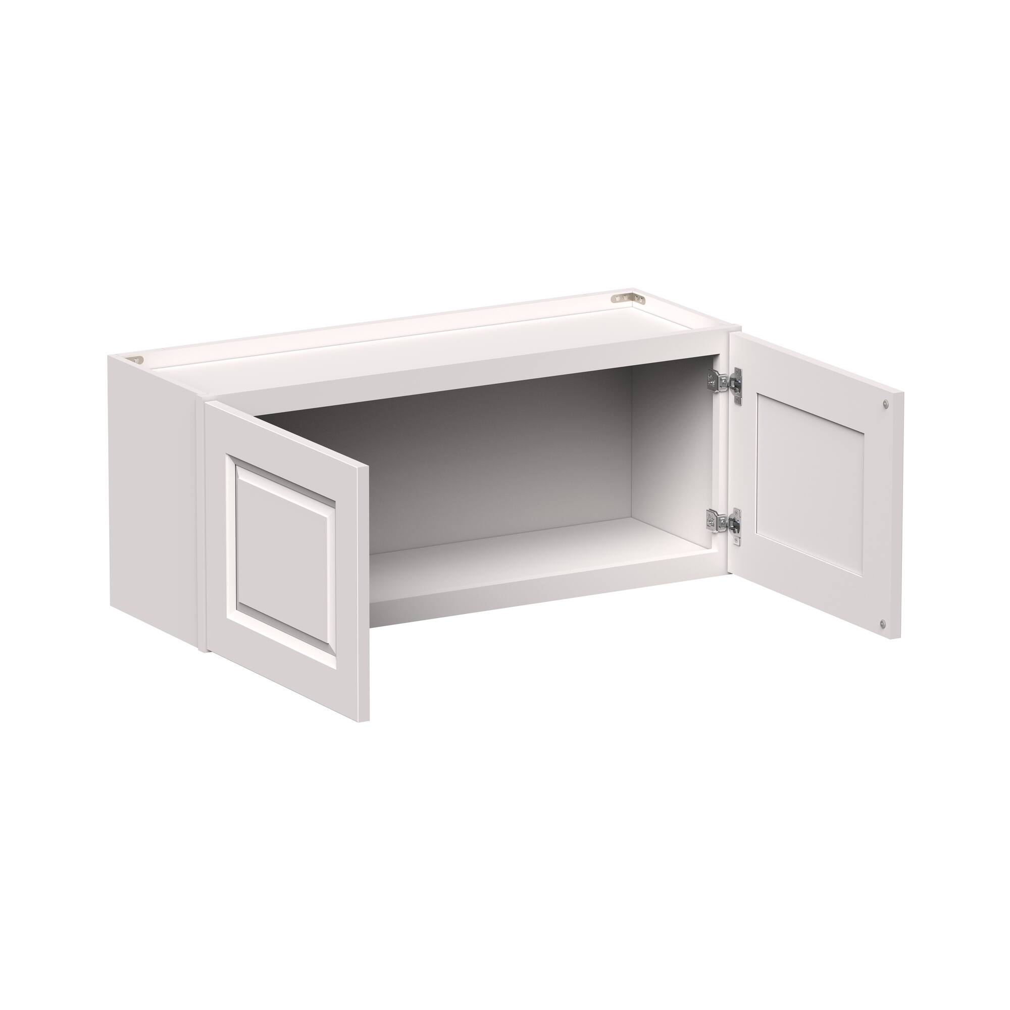 Front. Boyel Living - 36-in W x 15-in H x 12-in D Shaker RTA Kitchen Wall Cabinet with Soft-Close Doors - Glacier White.