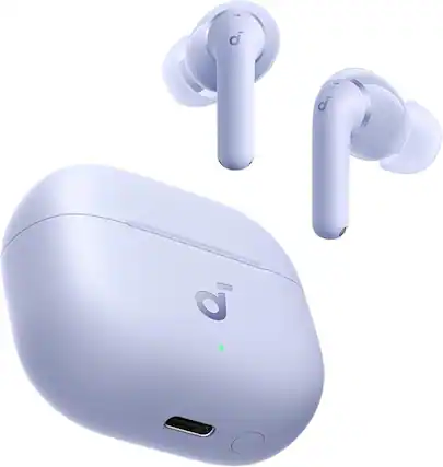 Front. Soundcore - Anker P42i Wireless Earbuds with Adaptive ANC for Daily Noise | Natural Mode for Concerts & Live Events - Purple.