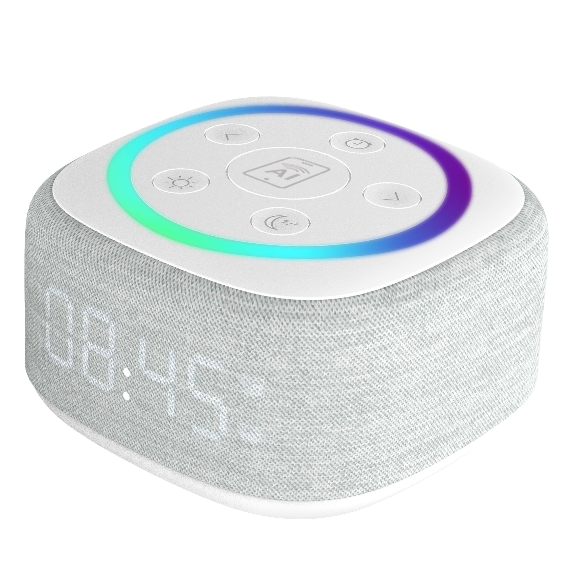 Alt View 6. Gemini - BRS-180 Bluetooth home speaker with night light, 16 sleep sounds, and LED clock - White.