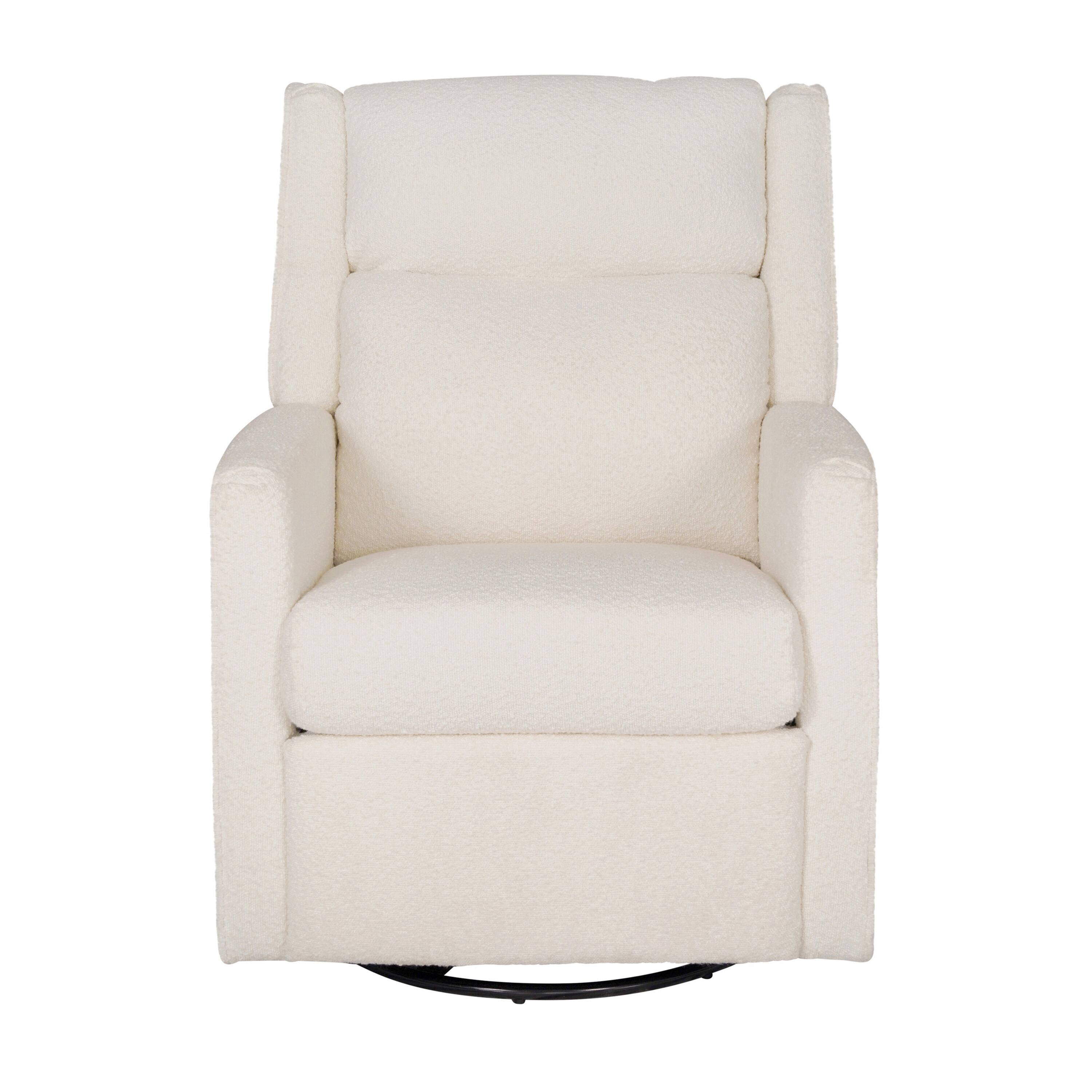 Alt View 6. Emma + Oliver - Mari Swivel Glider Rocker Recliner with USB/USB-C Charging Ports, Manual 270 Degree Swivel Recliner - Off-White Boucle.