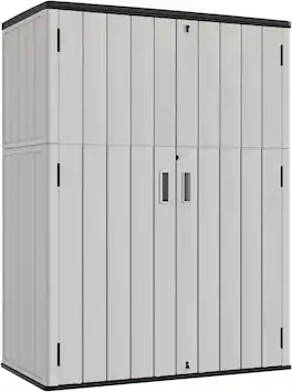 Yardgrace - 57 Cu.ft Outdoor Vertical Storage Shed, Waterproof Resin Cabinet, Lockable for Garden, Patio & Backyard Clearance - Gray
