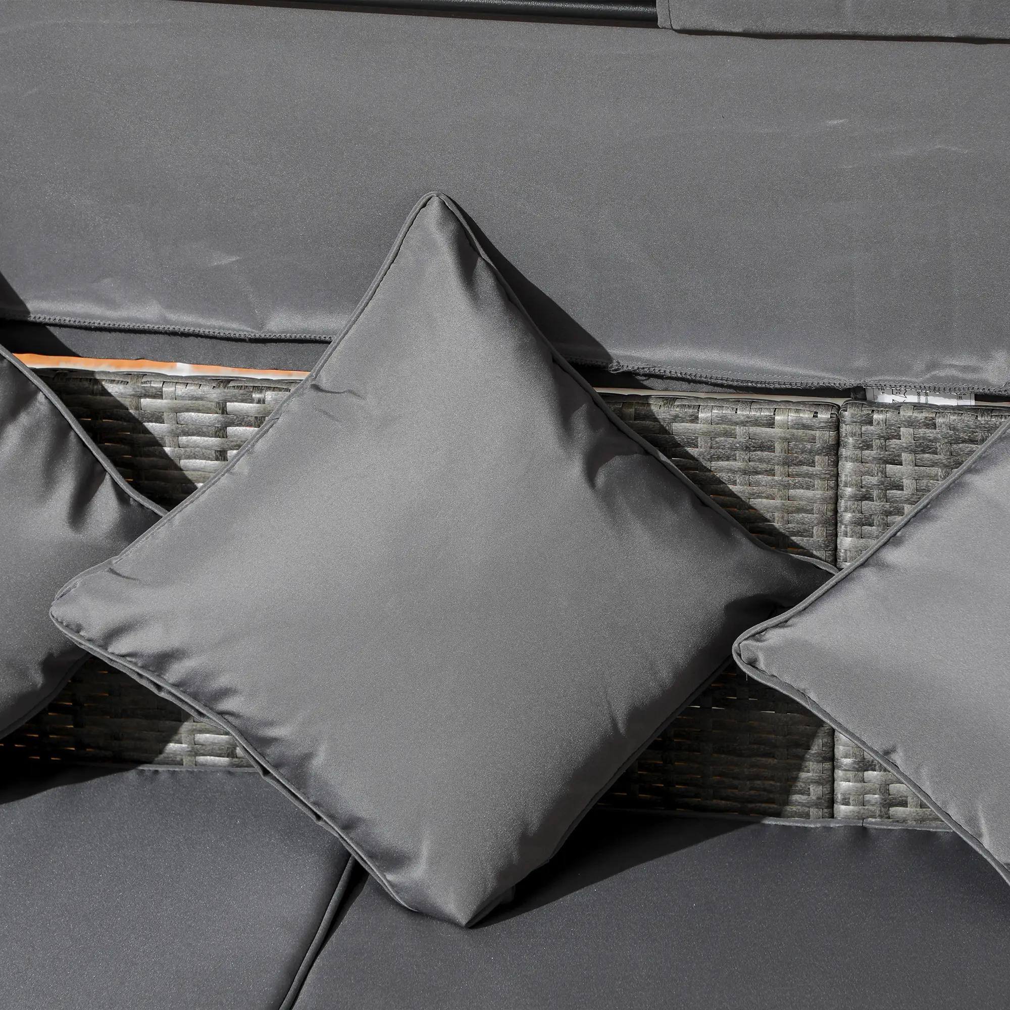 Alt View 4. Spaco - Spaco 4PCS Adjustable Canopy Outdoor Rattan Sofa Set,Adjustable Coffee Table - Light Grey.