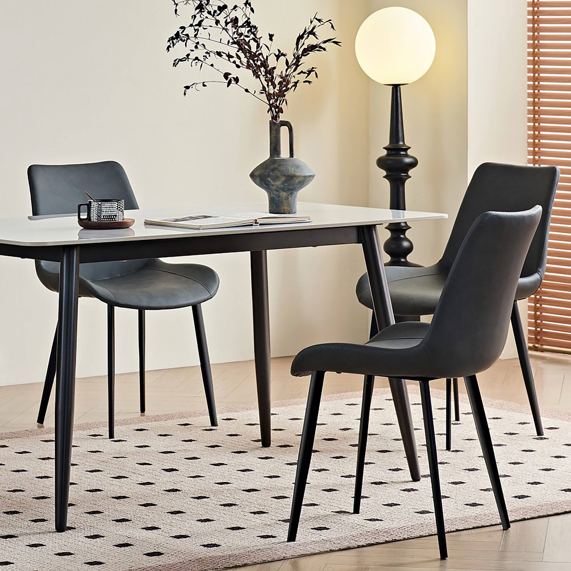 Alt View 1. Boyel Living - Gray PU Leather & Iron Leg Dining Chair Set (2-Piece) Black Printed Legs - Gray.