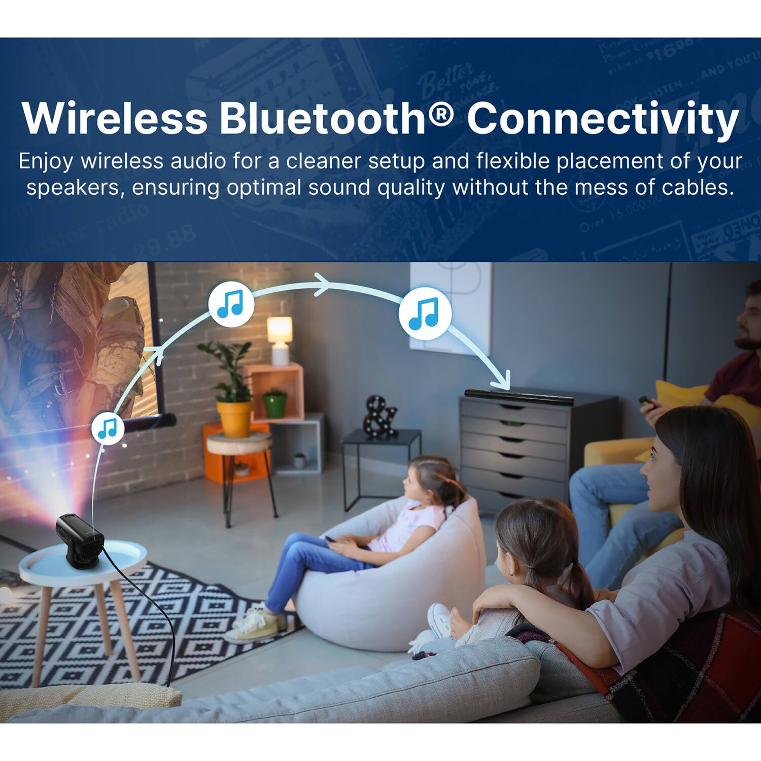 $1690 YOU'U Better AND TOAE, Wireless Bluetooth Connectivity Enjoy wireless audio for a cleaner setup and flexible placement of your speakers, ensuring optimal sound quality without the mess of cables. radio 15,000,00 Over ONED 29.88