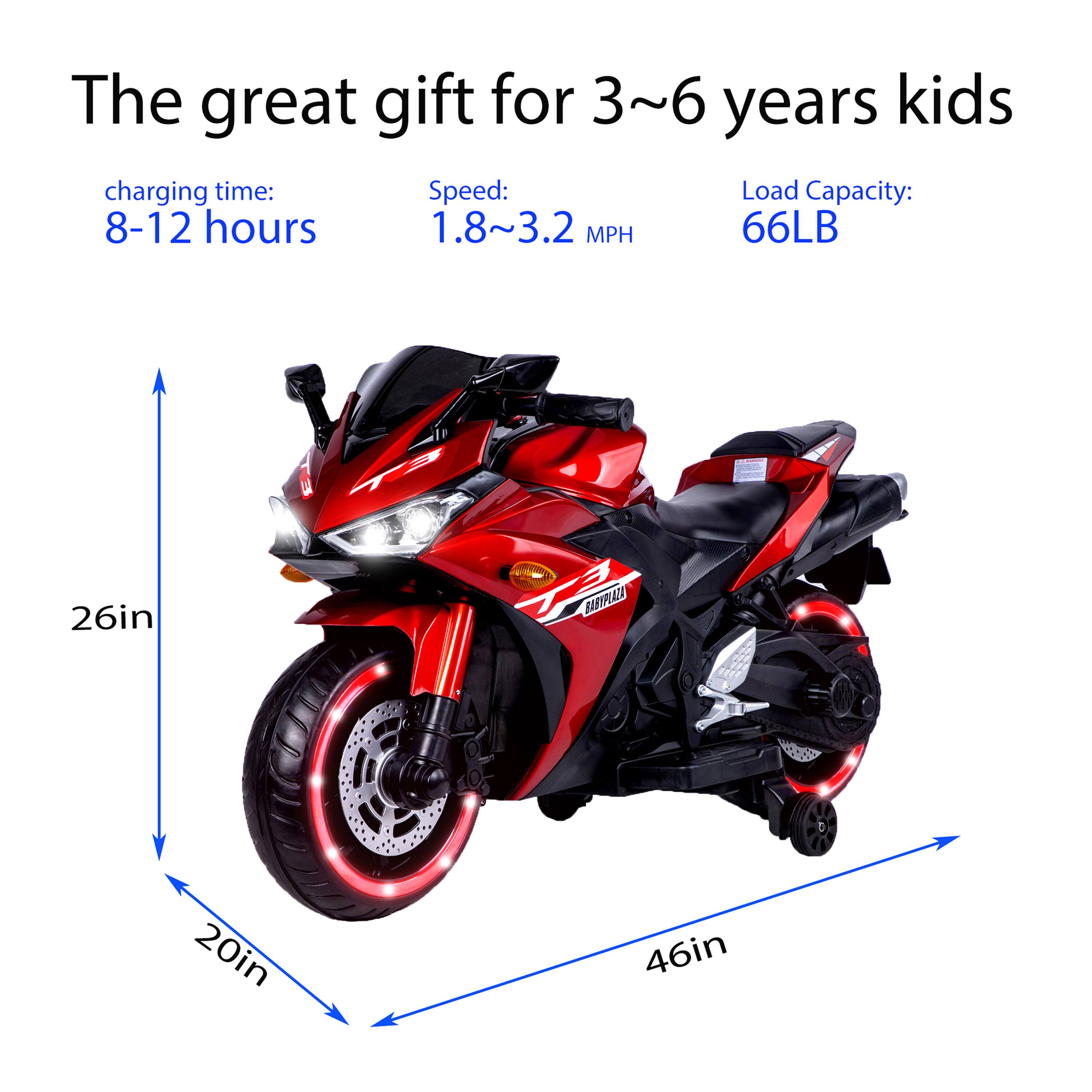 The great gift for 3~6 years kids

- Charging time: 8-12 hours
- Speed: 1.8~3.2 MPH
- Load Capacity: 66LB

Dimensions:
- 26in (height)
- 20in (width)
- 46in (length)