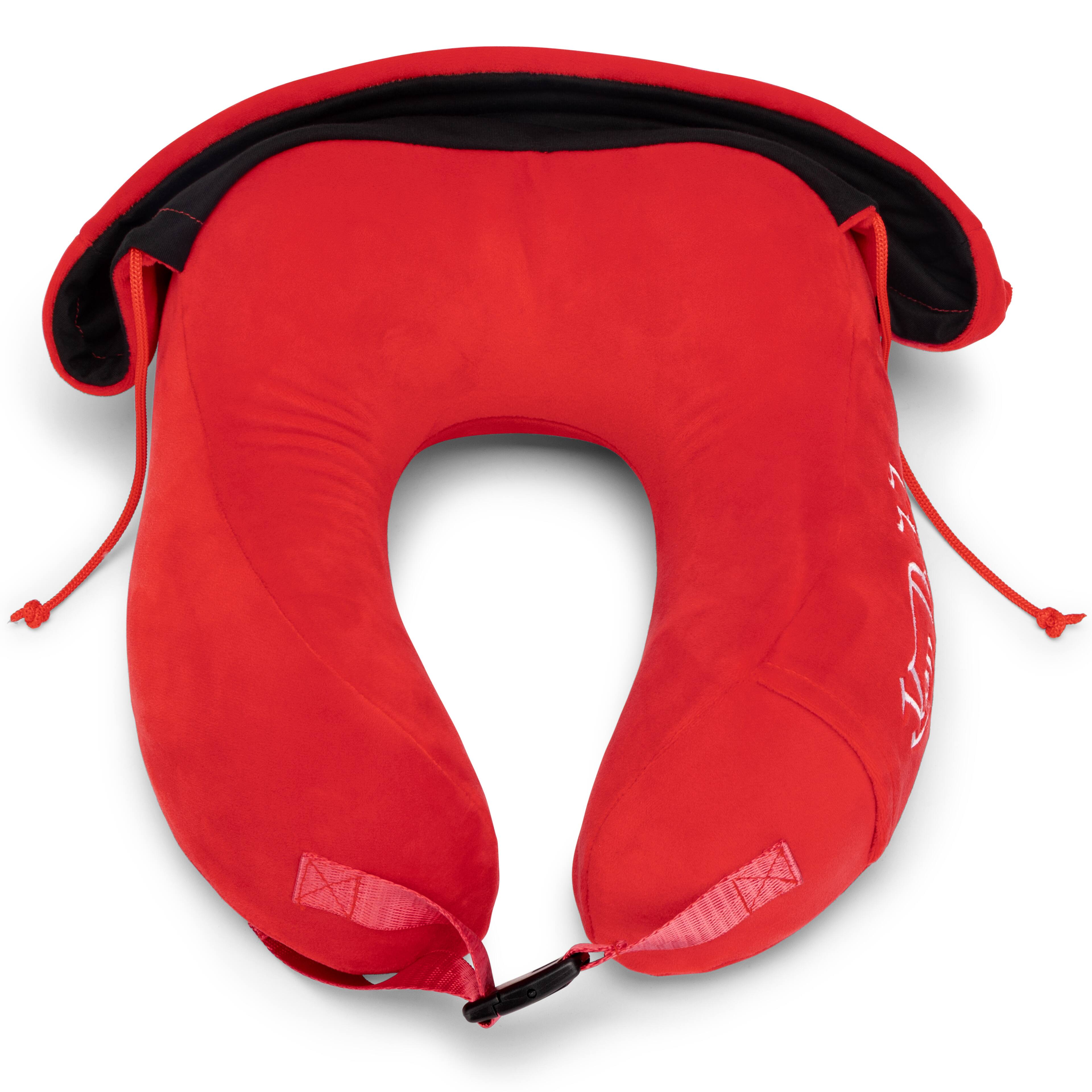 Alt View 3. Von Dutch - Von Dutch Red Eyeconic Hooded Ergonomic Memory Foam Travel Neck Pillow - Red.