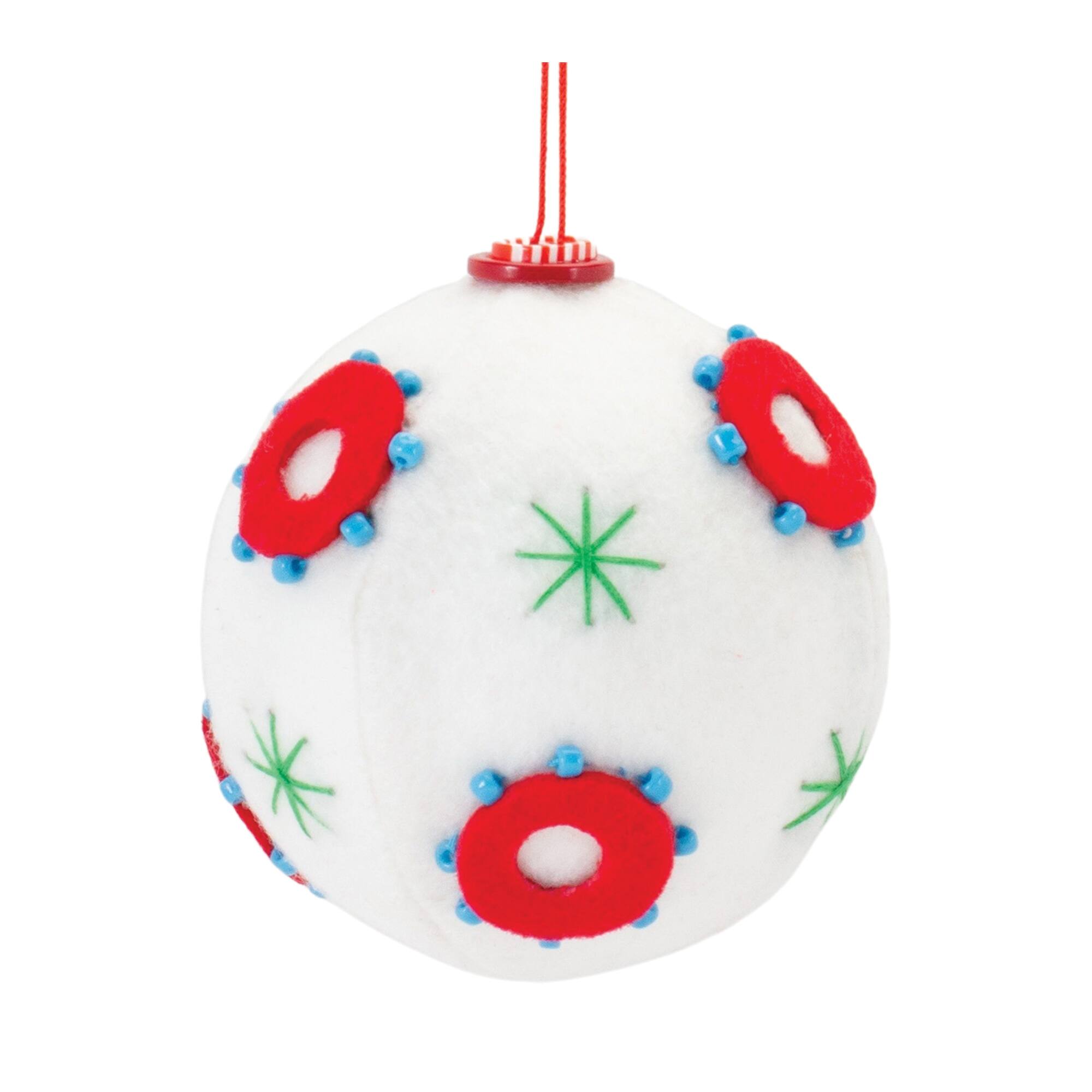 Angle. BreeBe - Whimsical Fabric Ball Ornament (Set of 12) - White, Red.