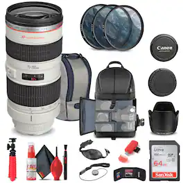 Canon - EF 70-200mm f/2.8L USM Lens (2569A004) + Filter Kit + BackPack + More (International Version)
