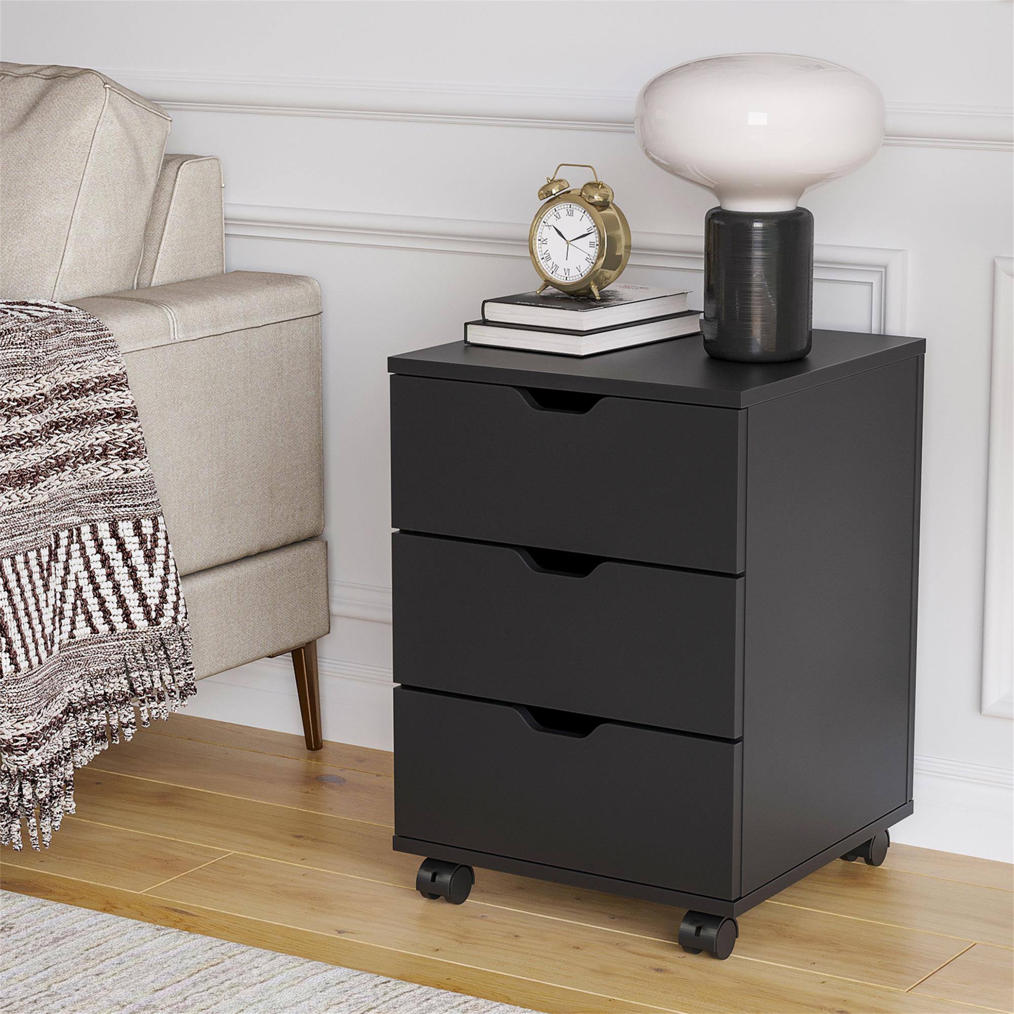 Alt View 6. Boyel Living - 3-Drawer Vertical Filing Cabinet Rolling Wood Mobile File Cabinets with Casters (Fully Assembled) - Black.