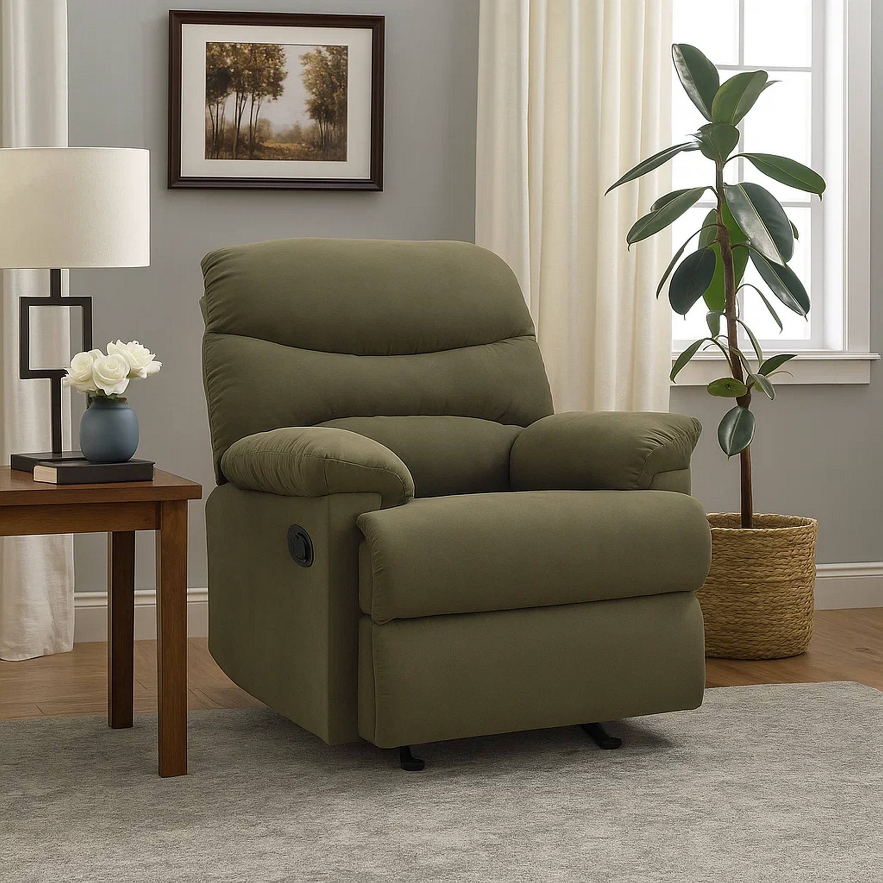 Alt View 2. Manhattan Lane - Deby 35 Inch Modern Recliner, Foam Cushioned Seat, Microfiber - Green.