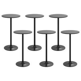 Costway - 6 PCS Round Pub Table 24'' Bistro Bar Cocktail Table w/Metal Base - Black