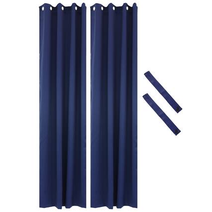 Front. Sunnydaze - Outdoor Blackout Curtain Panel - 52 in x 120 in - Set of 2 - Blue.