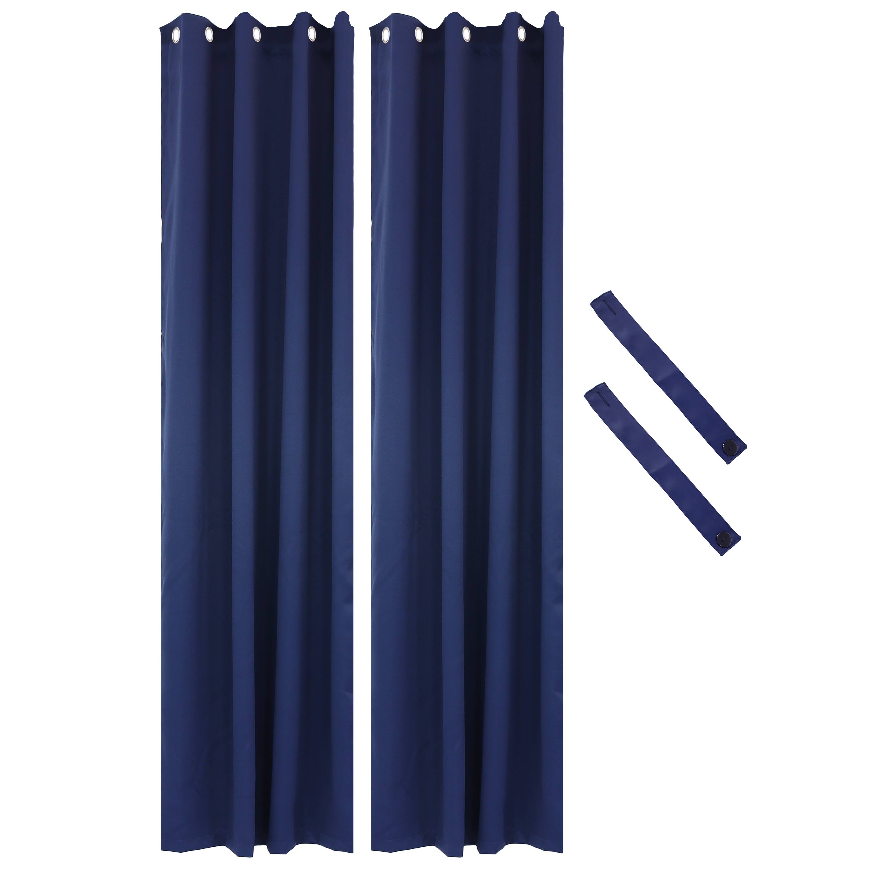 Front. Sunnydaze - Outdoor Blackout Curtain Panel - 52 in x 120 in - Set of 2 - Blue.