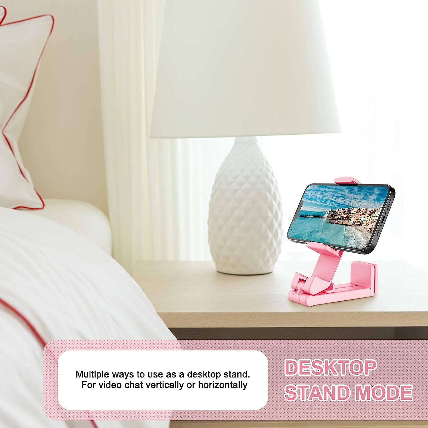 Multiple ways to use as a desktop stand.  
For video chat vertically or horizontally  

DESKTOP STAND MODE