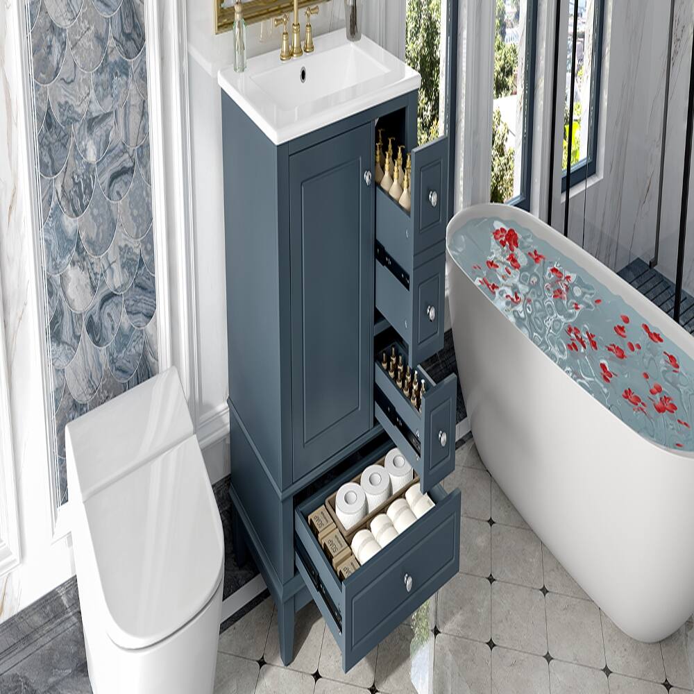 Alt View 10. Loheer - Loheer 24 inch bathroom vanity with sink Gray Blue Freestanding Vanity with Ceramic Top - Gray Blue.