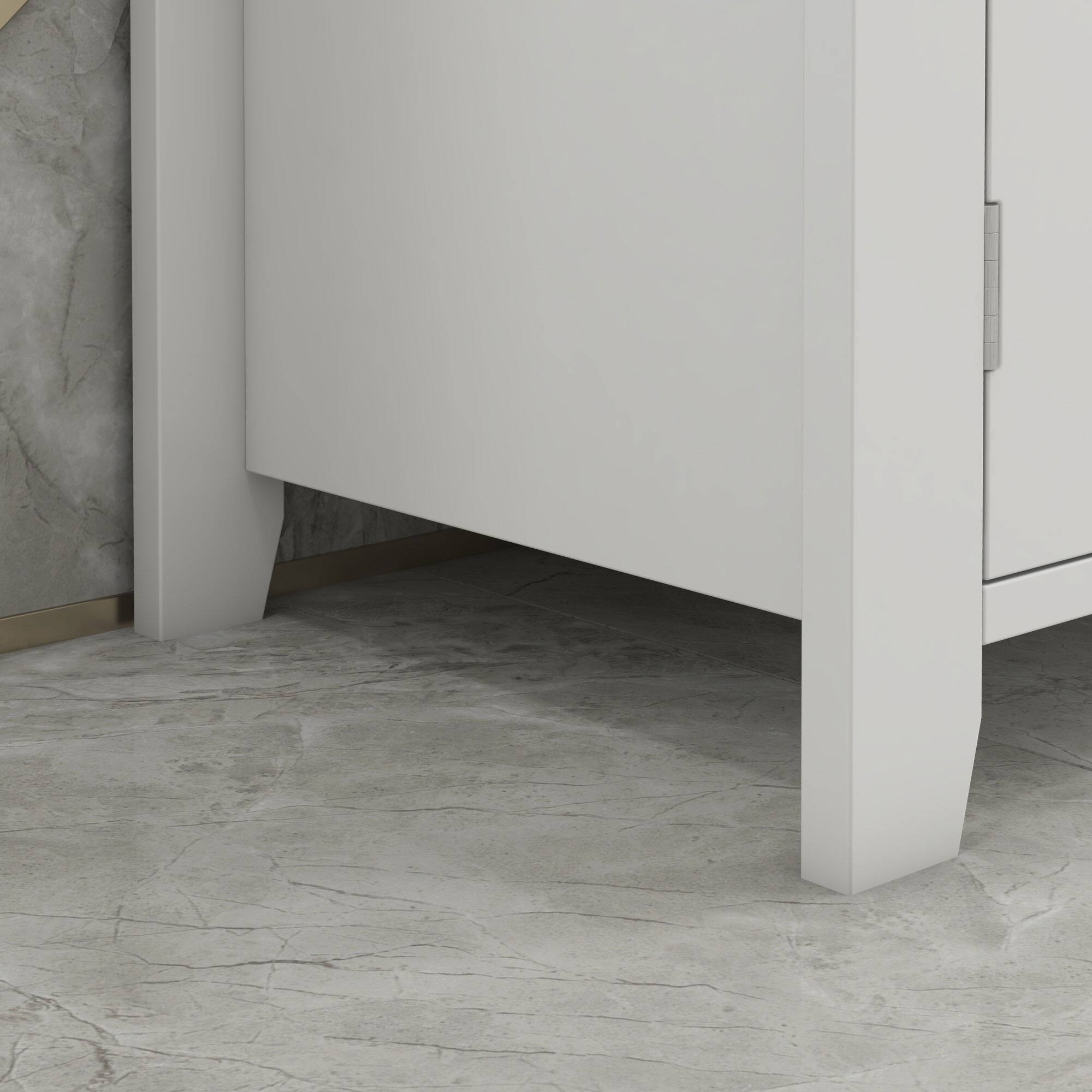Alt View 8. Kleankin - Pedestal Sink Cabinet w/ U-Shape Cut-out & Adjustable Internal Shelf - White.