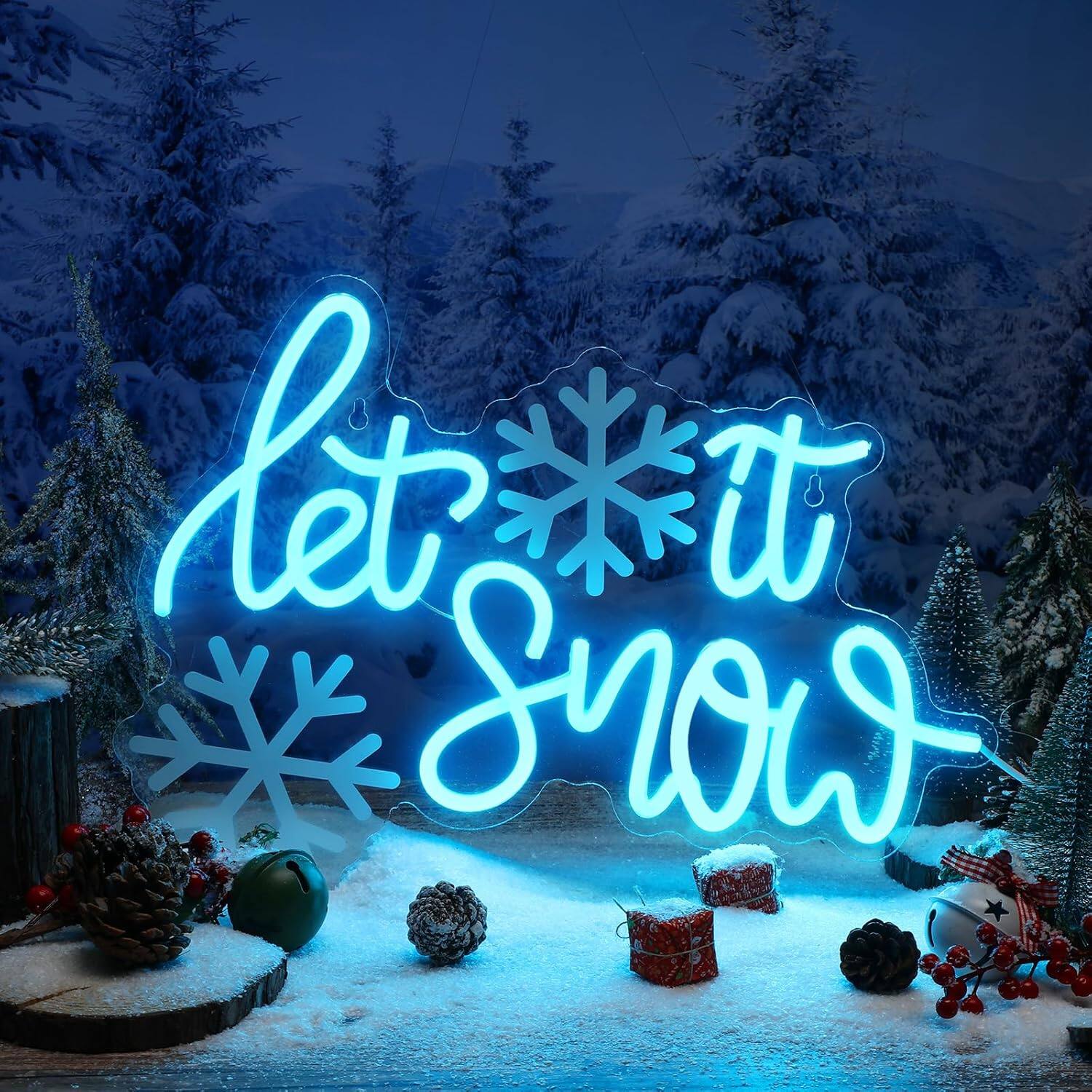 Auledio Let It Snow Neon Sign Winter Neon Light Winter LED Sign 11.8 x ...
