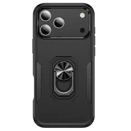 Front. SaharaCase - Apple iPhone 17 Pro Kickstand Case | Heavy Duty | Shock Absorbing Corners | Raider Series - Scorpion Black.