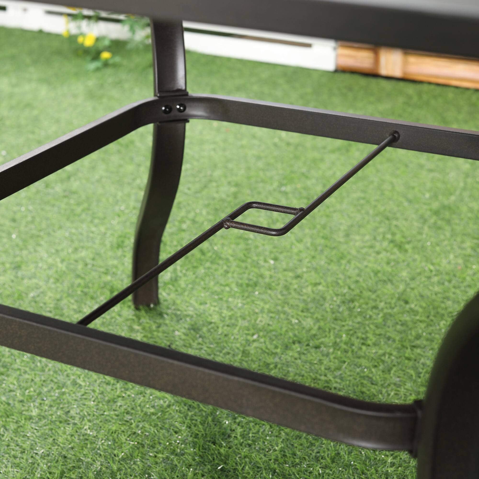 Alt View 8. Outsunny - 5 Piece Garden Patio Dining Furniture, Outdoor Conversation Set, 37" Dinner Table with Umbrella Hole - Brown.