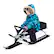 Angle. Costway - Kids Snow Racer Sled w/ Steering Wheel & Double Brakes Pull Rope Snow Slider - Black+Silver.