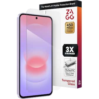 Protection Brand World's #1 Mobile The ZAGG 450 Million Devices Protected 3X STRONGER PerfectFit Easy, 2-Step Installation Tempered ZAGG Glass