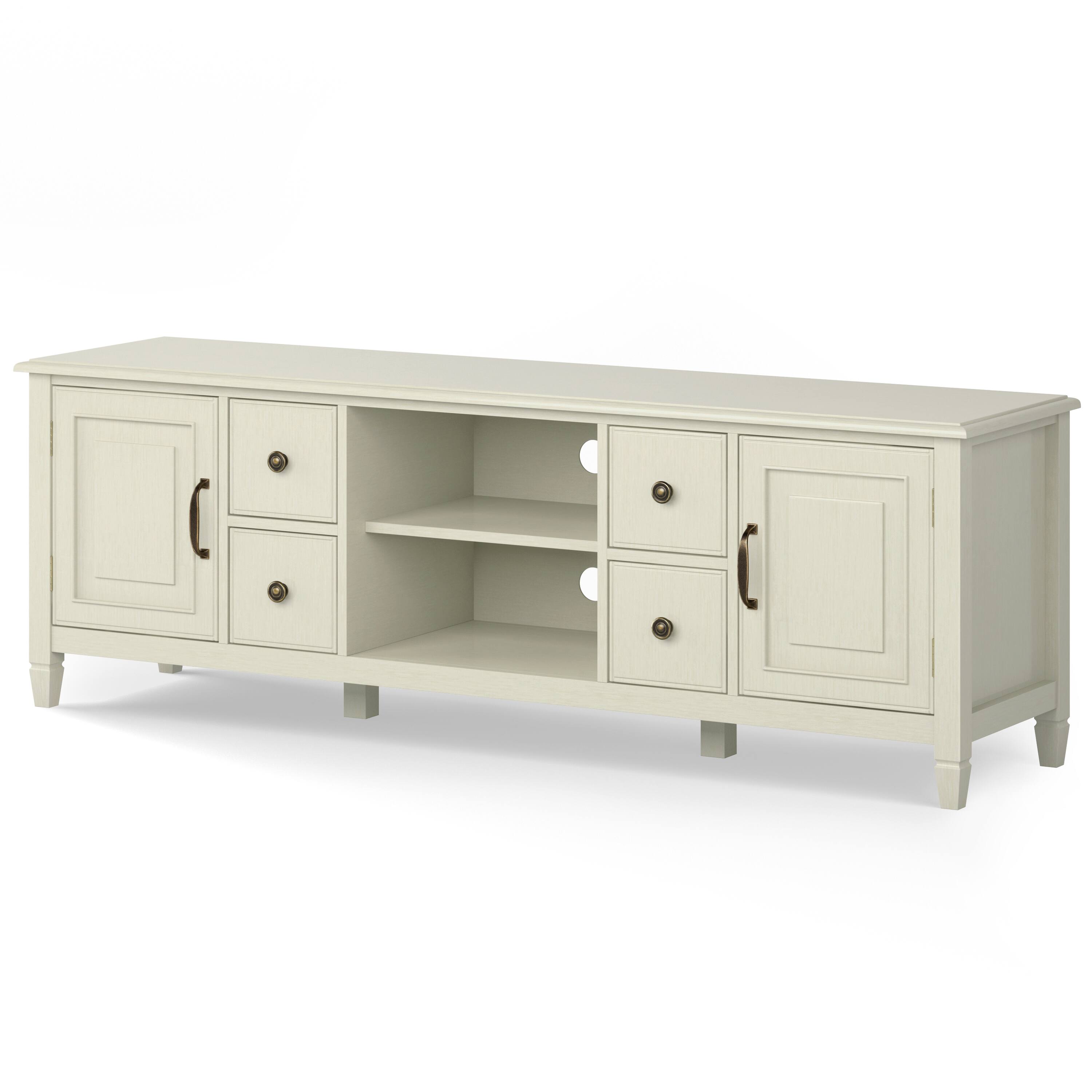 Angle. Simpli Home - Connaught 72 inch Wide TV Stand - Antique White.