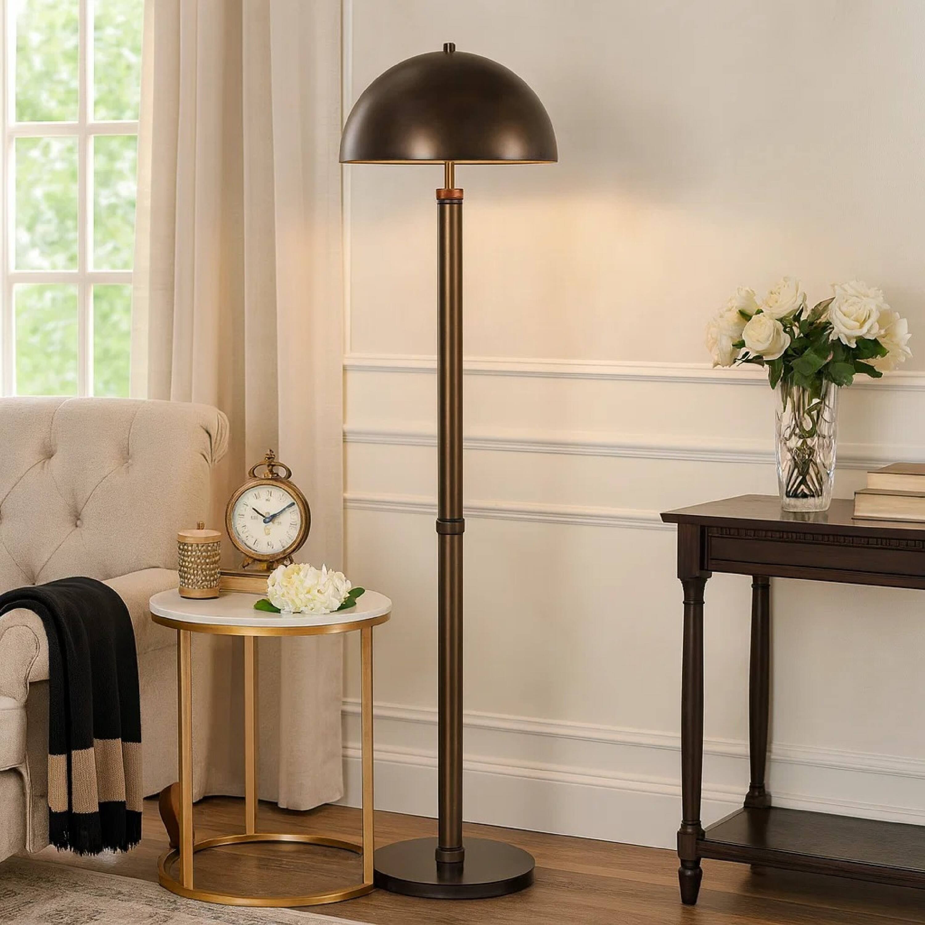 Alt View 3. Manhattan Lane - Jesy Modern Floor Lamp with Dome Metal Shade, 59 Inch.