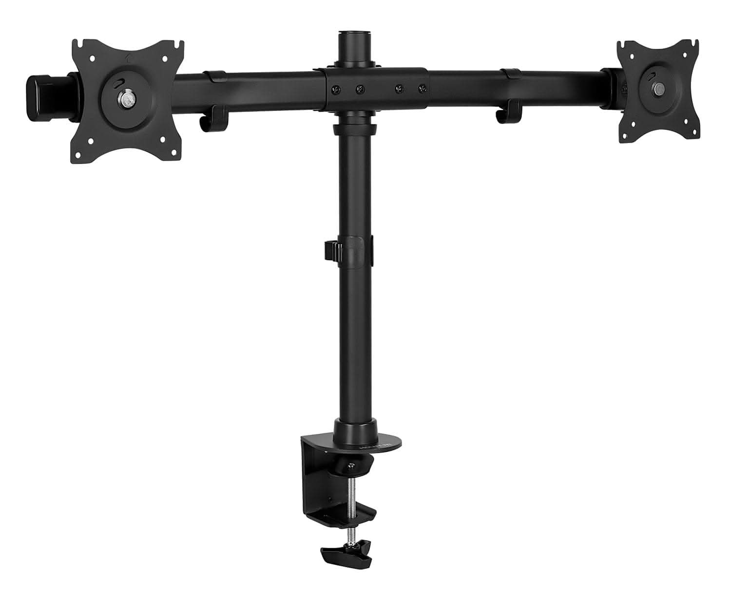 Front. Mount-It! - Low Profile Dual Monitor Desk Mount — Height Adjustable Arms, Fits Two 17"–32" Displays - Black.