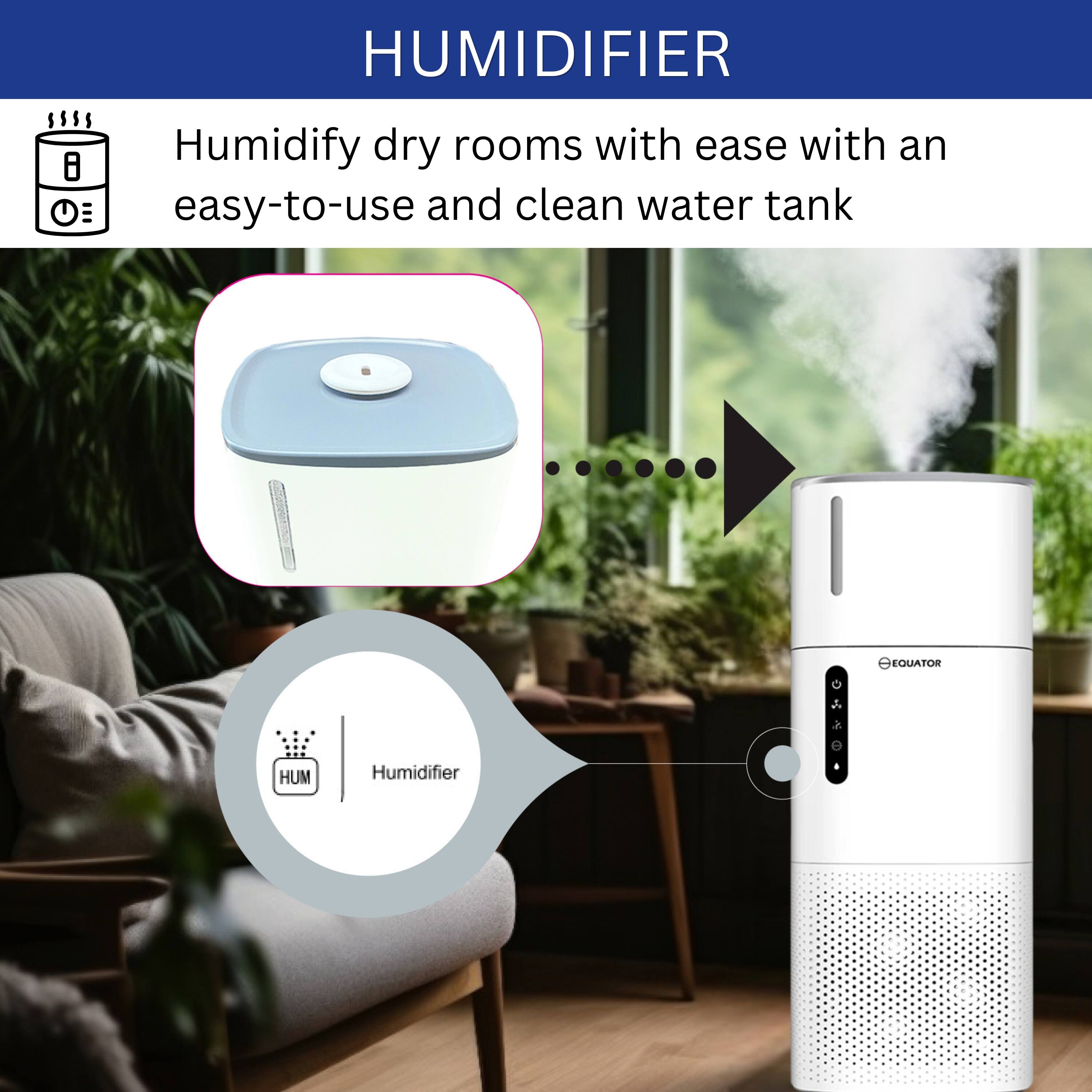 HUMIDIFIER

Humidify dry rooms with ease with an easy-to-use and clean water tank

EQUATOR HUMIDIFIER