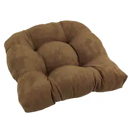 Blazing Needles - 19-inch U-Shaped Micro Suede Tufted Dining Chair Cushion - Saddle Brown