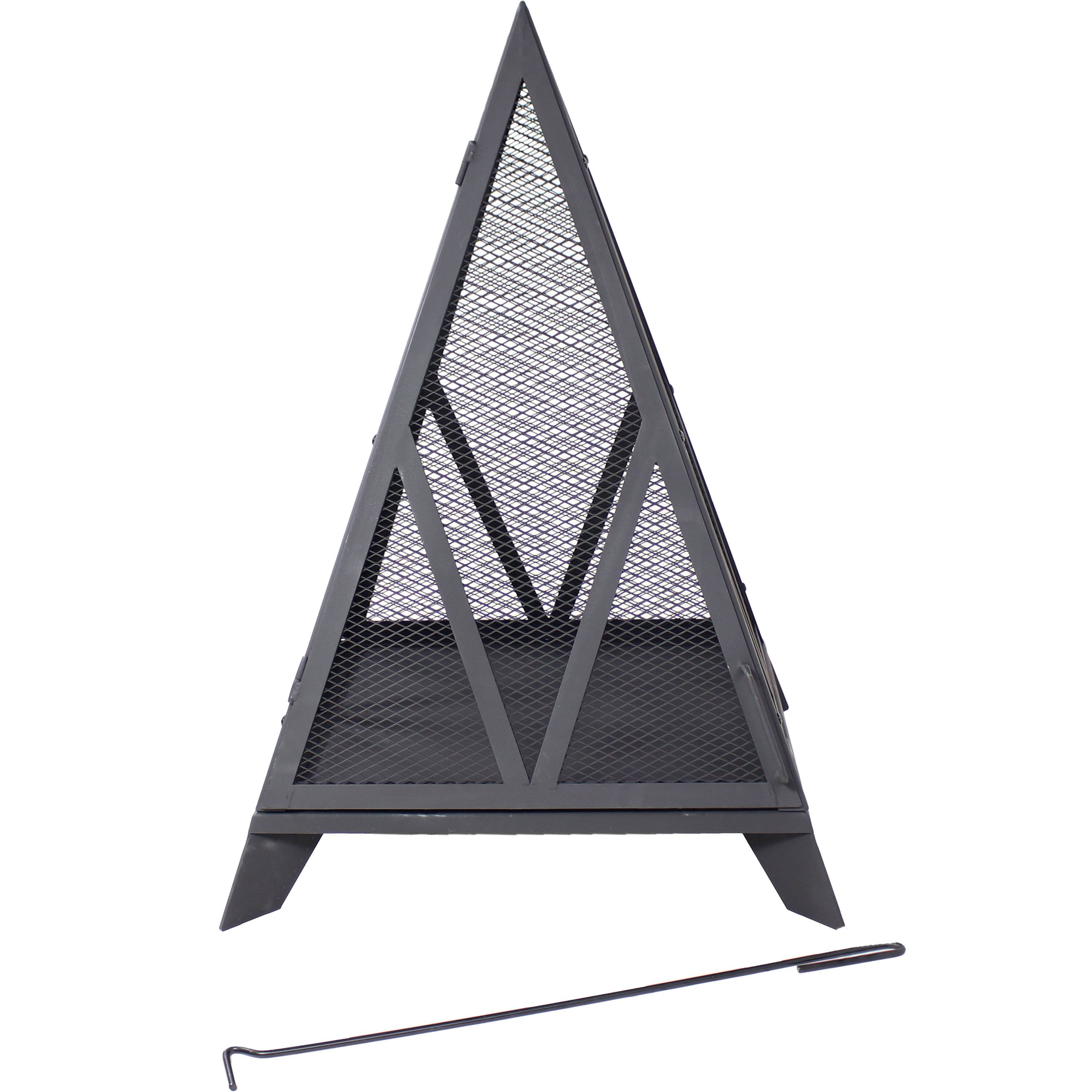 Sunnydaze - Majestic Pyramid Heavy-Duty Steel Outdoor Fire Pit - Black