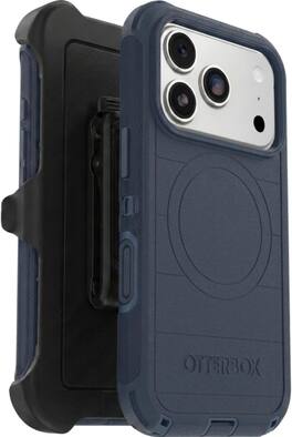 OtterBox - iPhone 17 Pro (Only) Defender Series Case - Holster Clip Included - Snaps on MagSafe - Tough - Rugged & Durable - Blue Sentiment