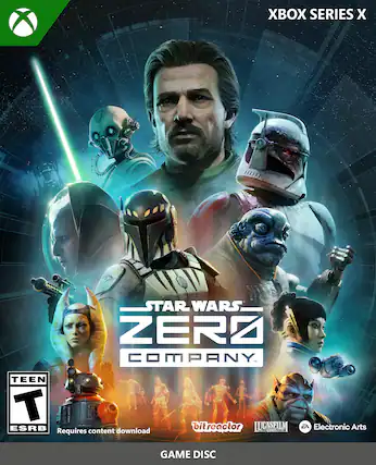 XBOX SERIES X
STAR WARS ZERO COMPANY
TEEN T ESRB
Requires content download
bitreactor
LUCASFILM GAMES
EA Electronic Arts
GAME DISC - T (Teen 13+)
