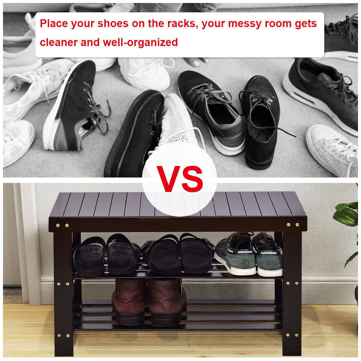Place your shoes on the racks, your messy room gets cleaner and well-organized.