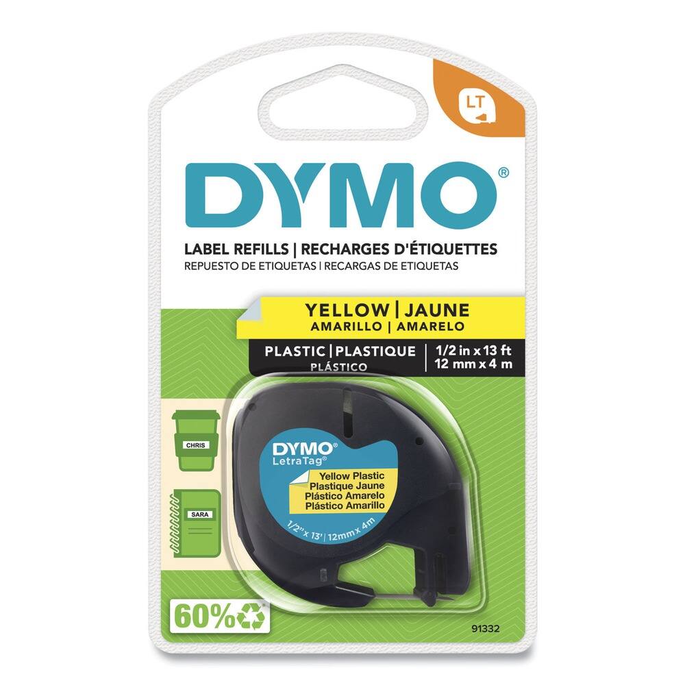 DYMO - 91332 LetraTag 0.5 in. x 13 ft. Plastic Label Tape Cassette - Yellow price history on PriceWatchPro