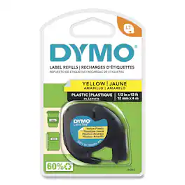 DYMO - 91332 LetraTag 0.5 in. x 13 ft. Plastic Label Tape Cassette - Yellow