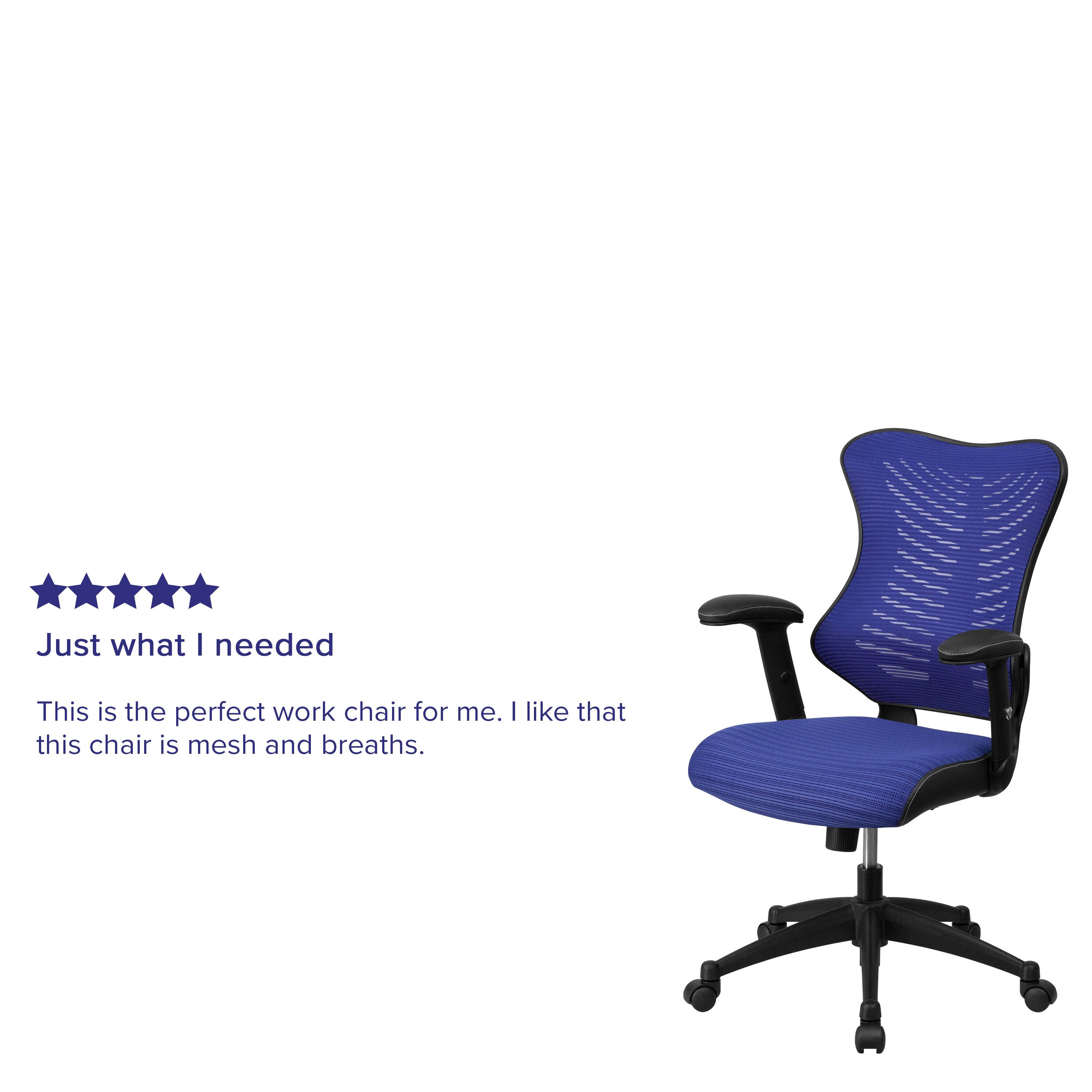 Just what I needed  
This is the perfect work chair for me. I like that this chair is mesh and breaths.