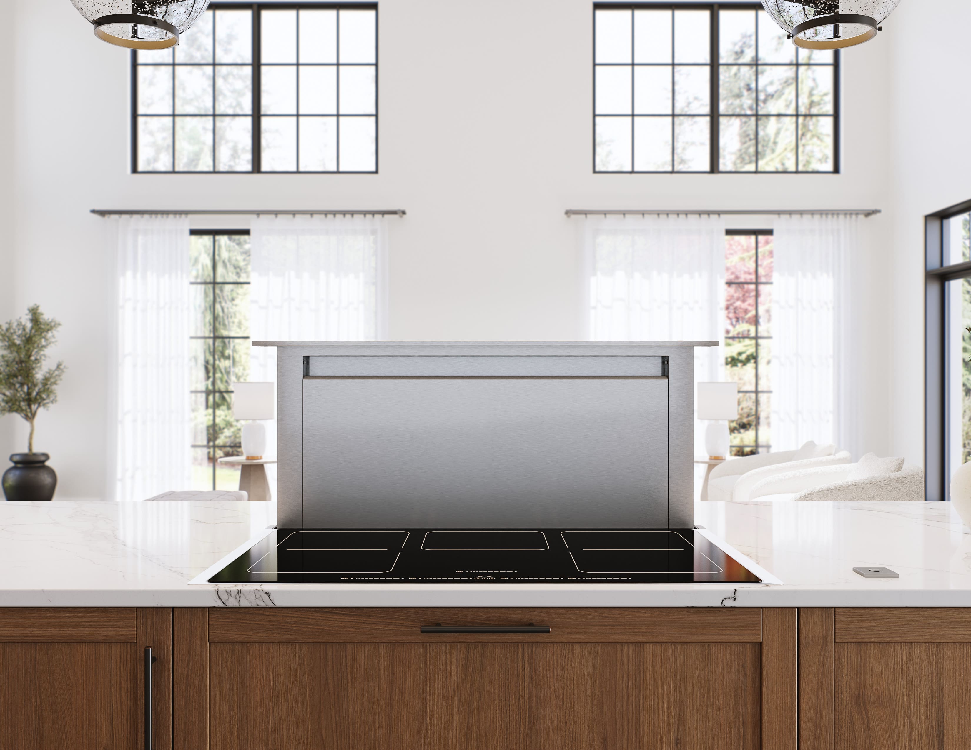 Alt View 11. Zephyr - Treviso 30 in. 600 CFM Telescopic Downdraft System with Single Blower - Stainless Steel.