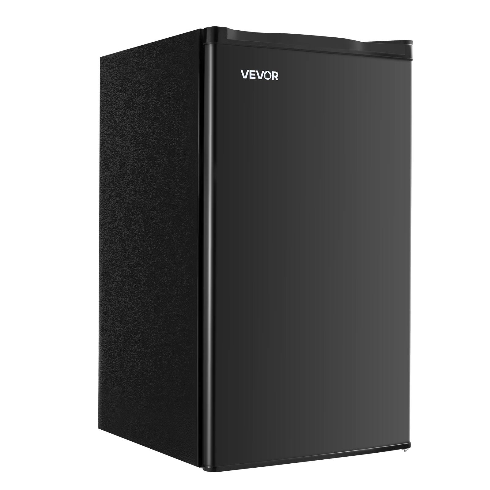 Front. VEVOR - Mini Fridge, 3.2 Cu.Ft, Single Door Compact Refrigerator, Adjustable Temperature, Glass Shelf - Black.