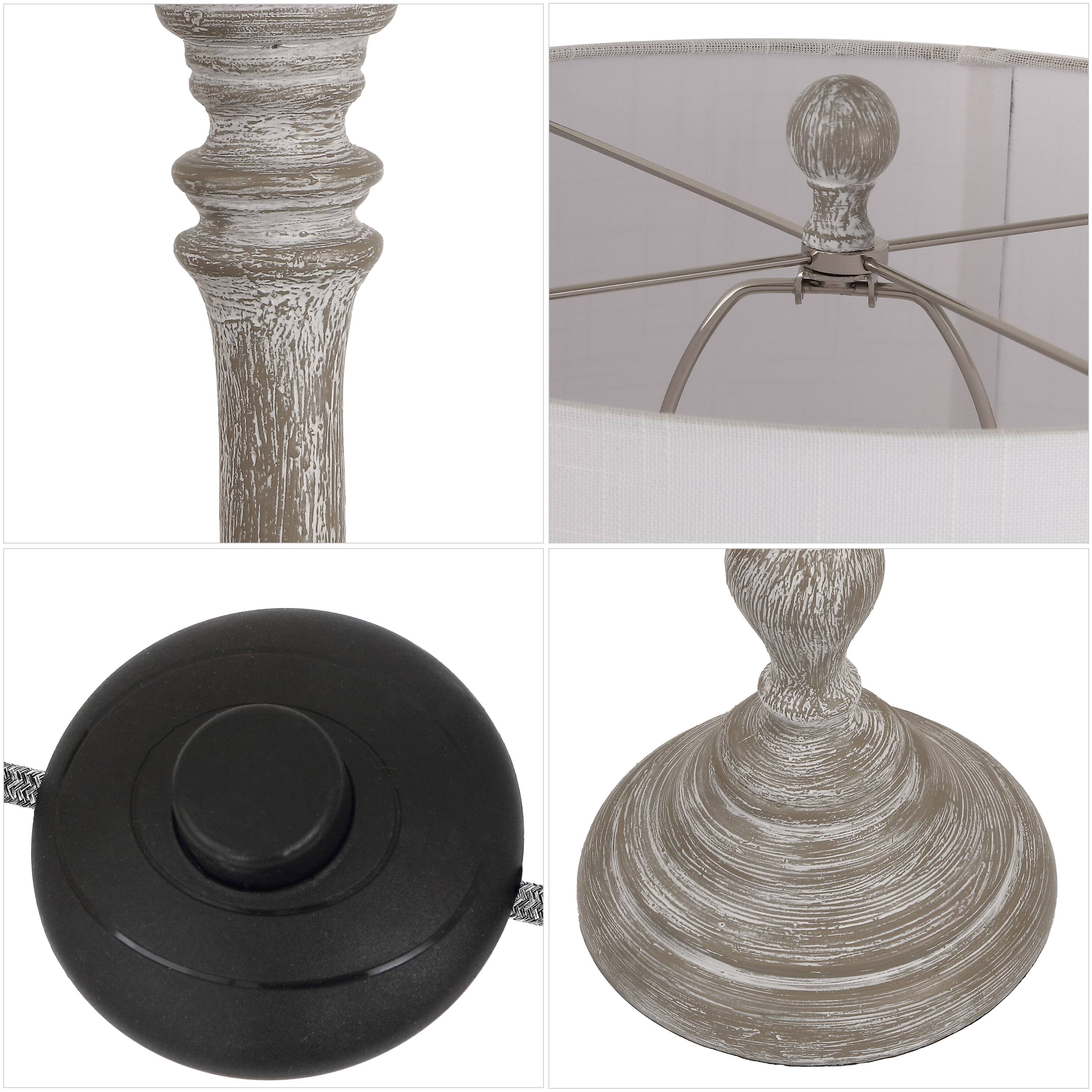 Alt View 4. Jonathan Y - Trisha 61.5" French Country Wash White Resin Candlestick Floor Lamp, Shabby Chic for Living Room - Wash White.
