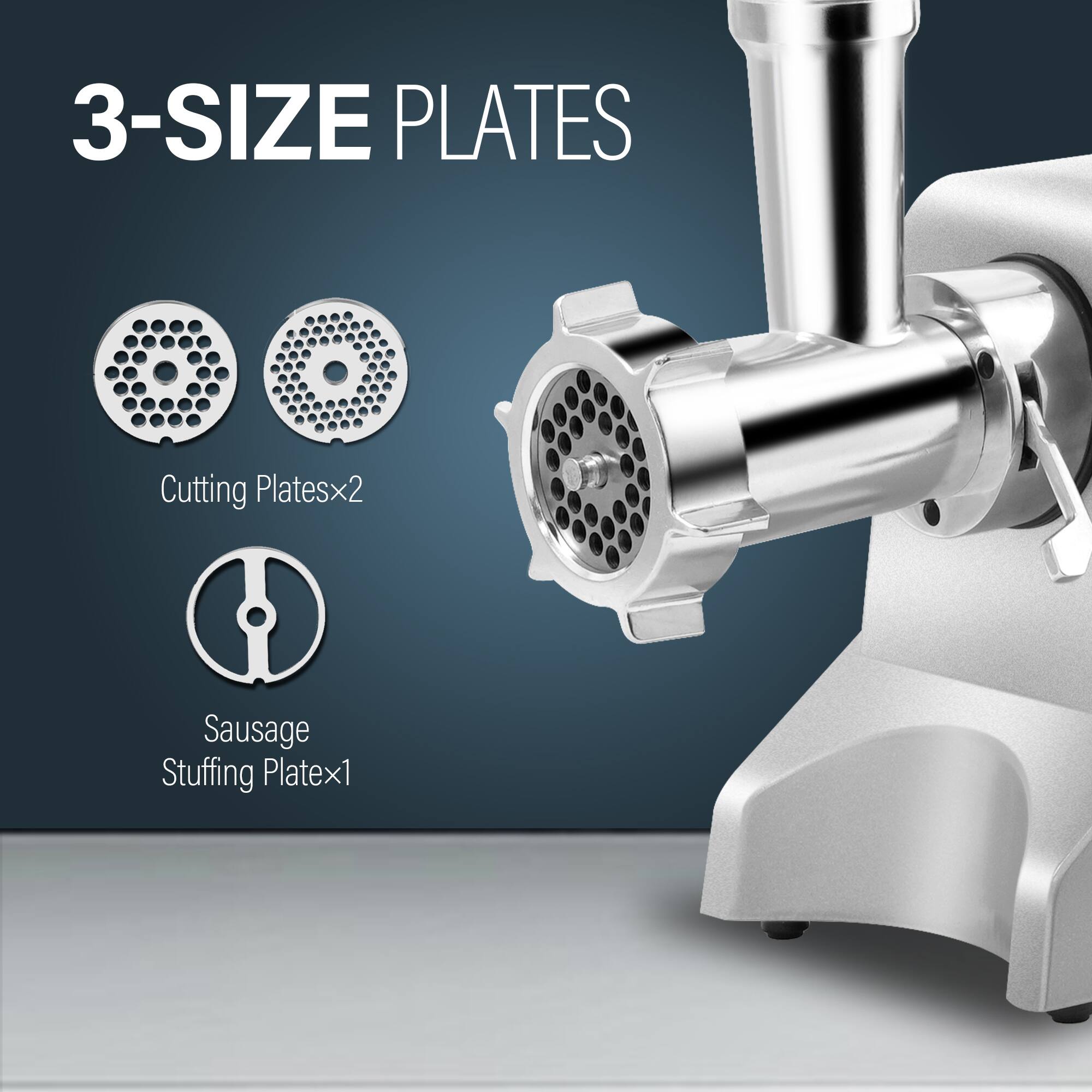 3-SIZE PLATES

Cutting Plates x2

Sausage Stuffing Plate x1