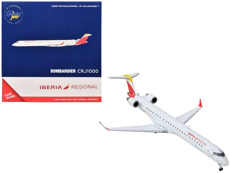 25% ANNIVERSARY Gemini jets 1998 - 2023 MADE FOR COLLECTORS... BY COLLECTORS - BOMBARDIER CRJ1000 Look Inside IBERIA REGIONAL 1:400 SCALE DIE-CAST MODEL AIRCRAFT
