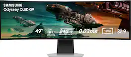 Samsung - 49" Odyssey OLED G950 DQHD 240Hz 0.03ms G-Sync Compatible Curved Smart Gaming Monitor - Silver