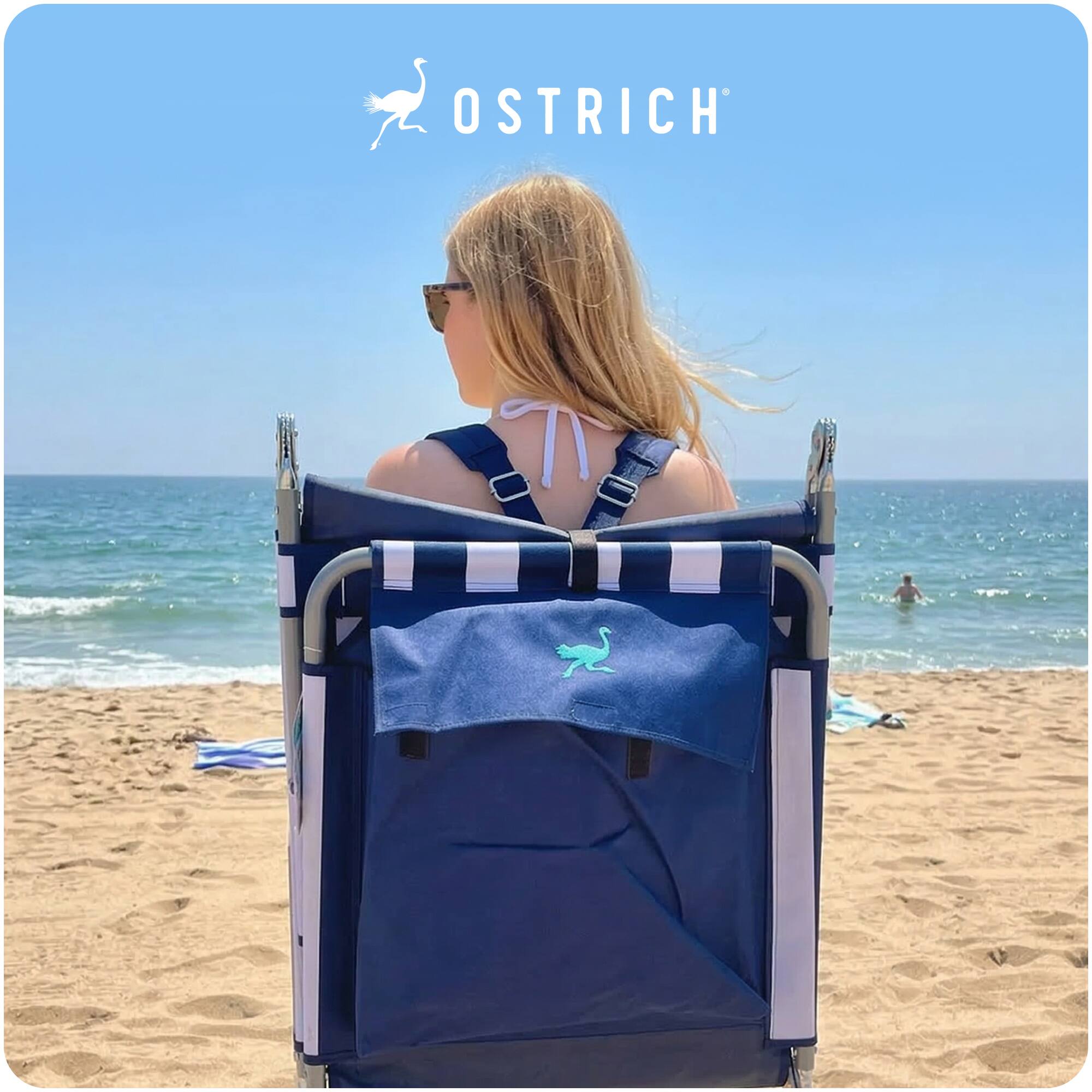 Alt View 7. Ostrich - Ostrich The Backpack Chaise Lounge Chair with Storage Bag & Custom Fitted Towel - White.