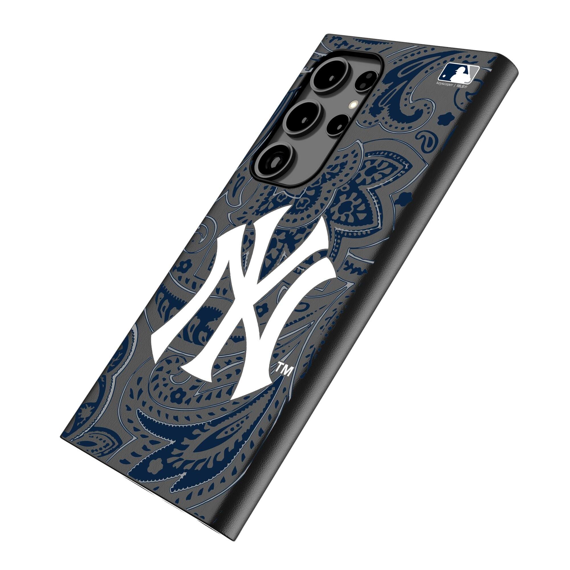 Alt View 1. Keyscaper - New York Yankees Paisley Galaxy Magnetic Bump Case - S25 - Black.