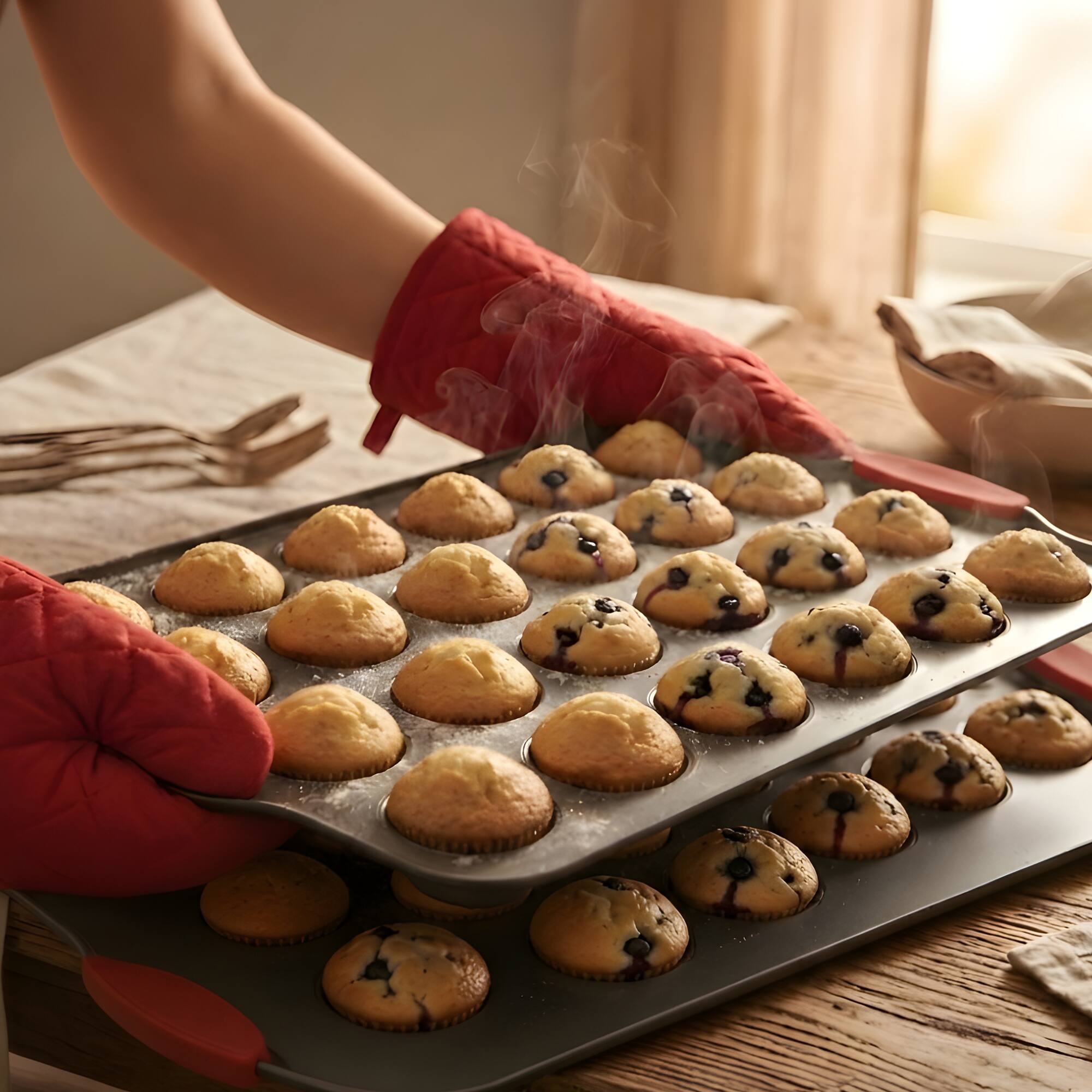 Angle. Cheer Collection - 24-Cup Carbon Steel Mini Muffin Pans with Ceramic Nonstick Coating and Silicone Grips, 2-Pack - Black.